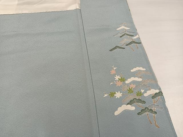 平和屋着物●訪問着　友禅　松竹梅風景草花文　暈し染め　正絹　逸品　AABJ1365ph