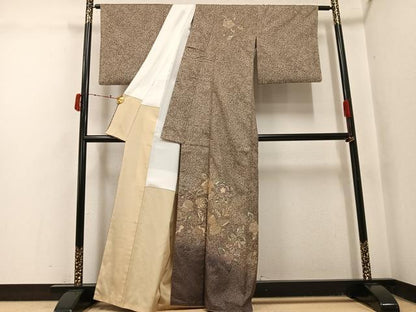 平和屋着物●訪問着　本場大島紬　染大島　中国三大刺繍　汕頭刺繍　スワトウ刺繍　辻が花　正絹　逸品　AABJ1366ph
