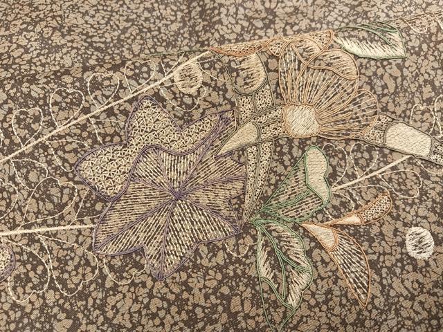平和屋着物●訪問着　本場大島紬　染大島　中国三大刺繍　汕頭刺繍　スワトウ刺繍　辻が花　正絹　逸品　AABJ1366ph