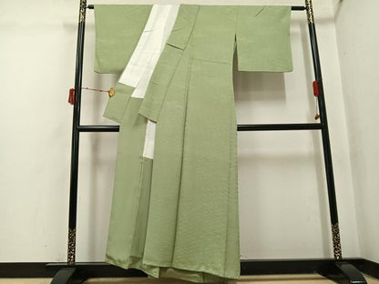 平和屋着物●上質な色無地　草花地紋　柳茶色　正絹　逸品　AABJ1367ph
