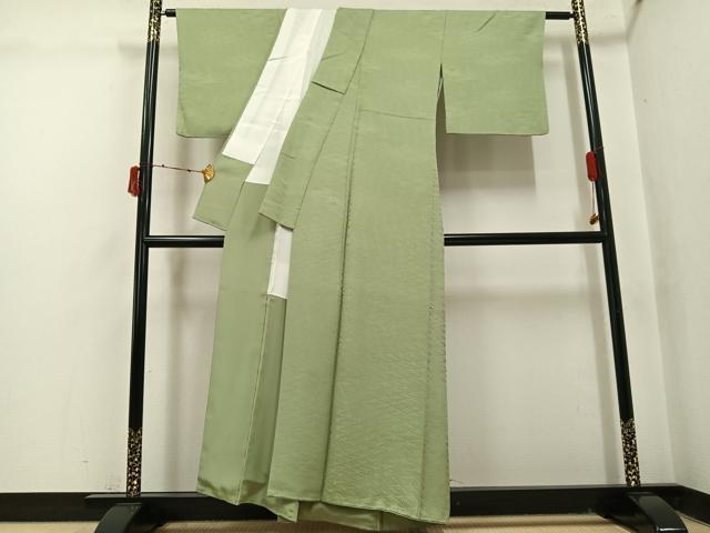 平和屋着物●上質な色無地　草花地紋　柳茶色　正絹　逸品　AABJ1367ph