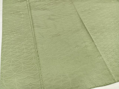 平和屋着物●上質な色無地　草花地紋　柳茶色　正絹　逸品　AABJ1367ph