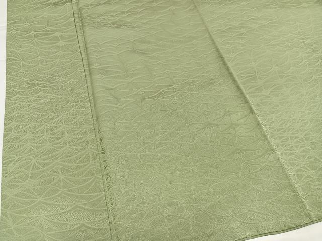 平和屋着物●上質な色無地　草花地紋　柳茶色　正絹　逸品　AABJ1367ph