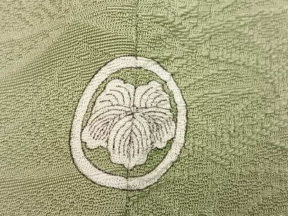 平和屋着物●上質な色無地　草花地紋　柳茶色　正絹　逸品　AABJ1367ph