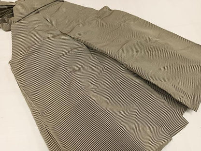 平和屋着物●男性　馬乗り袴　縞　正絹　逸品　AABJ1370ph