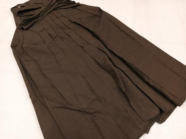 平和屋着物●男性　馬乗り袴　紬地　色無地　涅色　正絹　逸品　AABJ1374ph