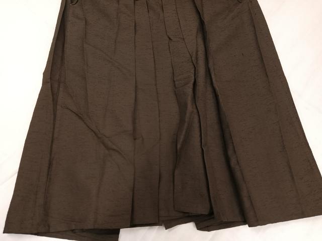 平和屋着物●男性　馬乗り袴　紬地　色無地　涅色　正絹　逸品　AABJ1374ph