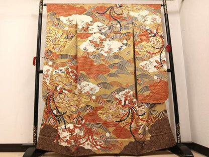 平和屋着物●豪華振袖　駒刺繍　雲重ね鳳凰花蝶文　金彩　そごう百貨店扱い　正絹　逸品　AABJ1378ph