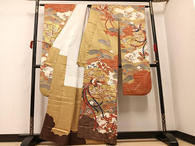 平和屋着物●豪華振袖　駒刺繍　雲重ね鳳凰花蝶文　金彩　そごう百貨店扱い　正絹　逸品　AABJ1378ph