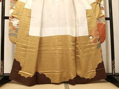 平和屋着物●豪華振袖　駒刺繍　雲重ね鳳凰花蝶文　金彩　そごう百貨店扱い　正絹　逸品　AABJ1378ph