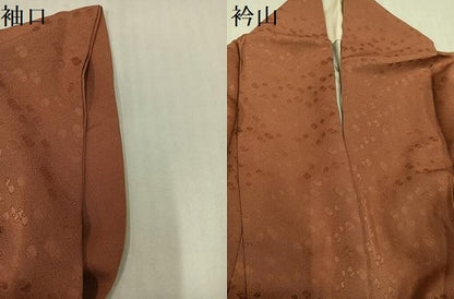 平和屋着物●上質な色無地　抽象地紋　纁色　正絹　逸品　AABJ1381ph