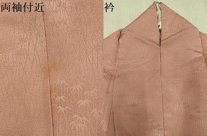 平和屋着物●上質な色無地　笹竹地紋　ときがら茶色　正絹　逸品　AABJ1382ph