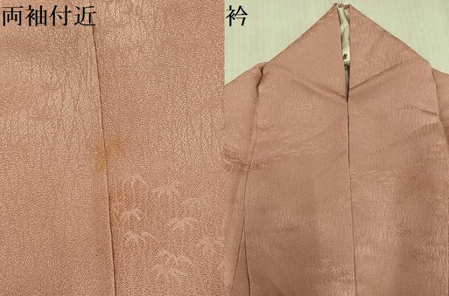 平和屋着物●上質な色無地　笹竹地紋　ときがら茶色　正絹　逸品　AABJ1382ph