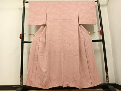 平和屋着物●上質な色無地　笹竹地紋　ときがら茶色　正絹　逸品　AABJ1382ph