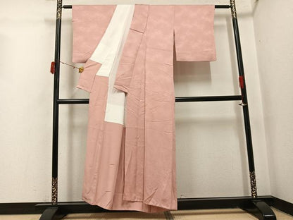 平和屋着物●上質な色無地　笹竹地紋　ときがら茶色　正絹　逸品　AABJ1382ph