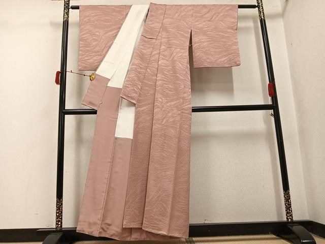 平和屋着物●上質な色無地　流水地紋　宍色　鈴乃屋扱い　正絹　逸品　AABJ1383ph