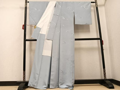 平和屋着物●色無地　流水吉祥地紋　蕎麦切色　洗える着物　AABJ1385ph