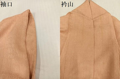 平和屋着物●上質な色無地　市松地紋　一斤染色　正絹　逸品　AABJ1386ph