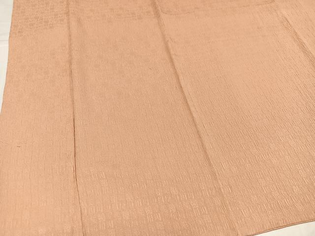 平和屋着物●上質な色無地　市松地紋　一斤染色　正絹　逸品　AABJ1386ph