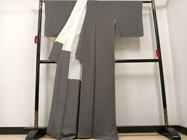 平和屋着物●ファッションデザイナー 花井幸子　色無地　墨色　正絹　逸品　AABJ1387ph