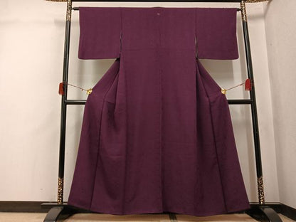 平和屋着物●上質な色無地　麻の葉地紋　濃色　鈴乃屋扱い　正絹　逸品　AABJ1388ph