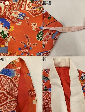平和屋着物●アンティーク　大正ロマン　長襦袢　袷　貝桶草花文　正絹　逸品　AABJ1390ph