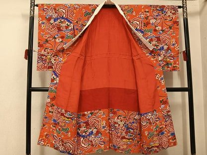 平和屋着物●アンティーク　大正ロマン　長襦袢　袷　貝桶草花文　正絹　逸品　AABJ1390ph