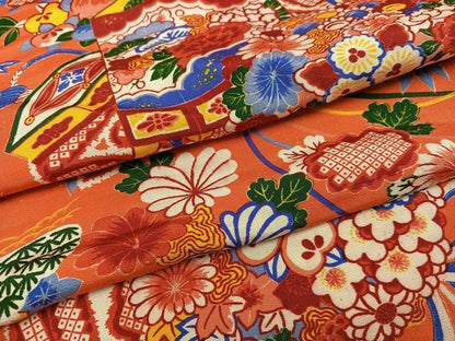 平和屋着物●アンティーク　大正ロマン　長襦袢　袷　貝桶草花文　正絹　逸品　AABJ1390ph