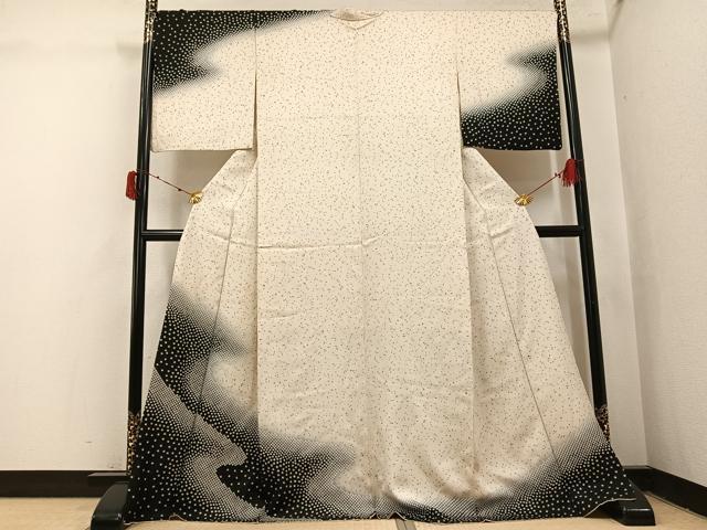 平和屋着物●訪問着　絞り　流水文　暈し染め　金通し地　正絹　逸品　AABJ1392ph