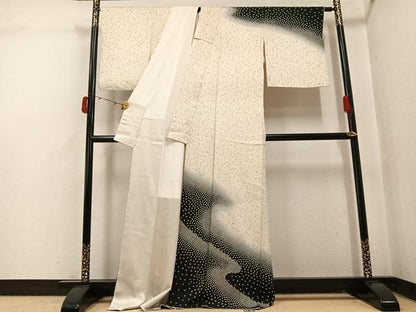 平和屋着物●訪問着　絞り　流水文　暈し染め　金通し地　正絹　逸品　AABJ1392ph