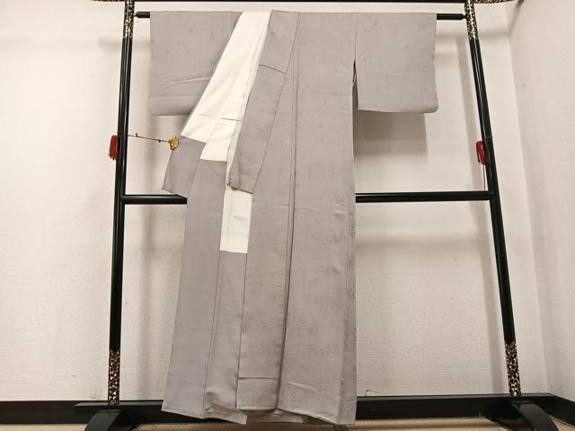 平和屋着物●上質な色無地　蜀江花地紋　利休白茶色　正絹　逸品　AABJ1393ph