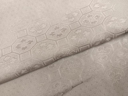 平和屋着物●上質な色無地　蜀江花地紋　利休白茶色　正絹　逸品　AABJ1393ph