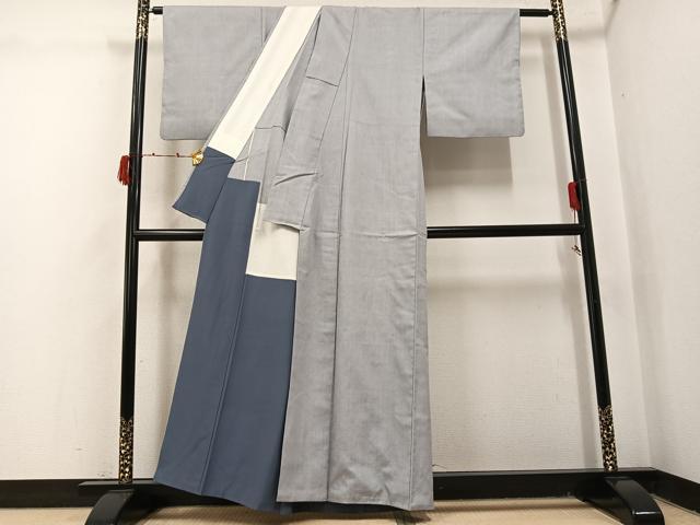 平和屋着物●本場結城紬　重要無形文化財　色無地　蕎麦切色　胴抜き仕立て　正絹　逸品　AABJ1394ph