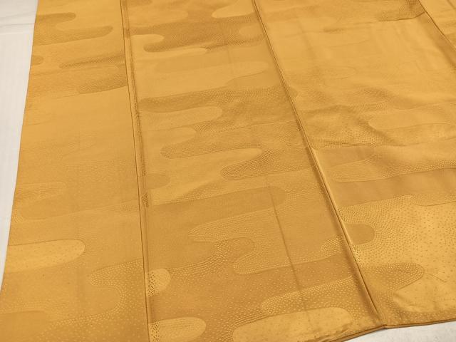 平和屋着物●上質な色無地　エ霞地紋　杏色　正絹　逸品　AABJ1395ph