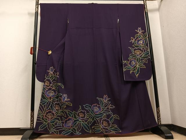 平和屋着物●豪華振袖　草花文　暈し染め　金彩　正絹　逸品　AABJ1398ph