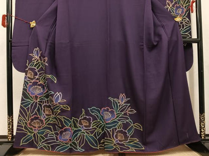 平和屋着物●豪華振袖　草花文　暈し染め　金彩　正絹　逸品　AABJ1398ph