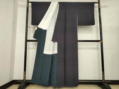平和屋着物●江戸小紋　横段文　正絹　逸品　AABJ1402ck