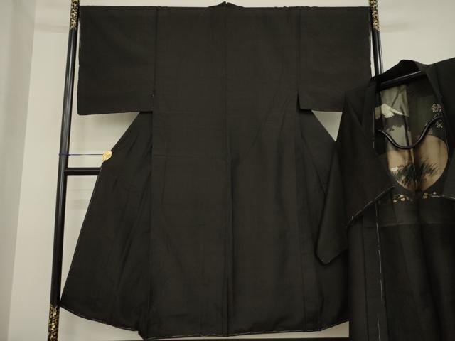 平和屋着物●男性　紬　アンサンブル　赤墨色　正絹　逸品　未使用　AABJ1403ck