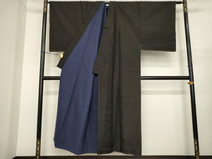 平和屋着物●男性　紬　アンサンブル　赤墨色　正絹　逸品　未使用　AABJ1403ck