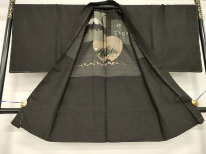 平和屋着物●男性　紬　アンサンブル　赤墨色　正絹　逸品　未使用　AABJ1403ck