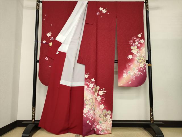 平和屋着物●豪華振袖　舞桜文　暈し染め　金彩　正絹　逸品　AABJ1404ck