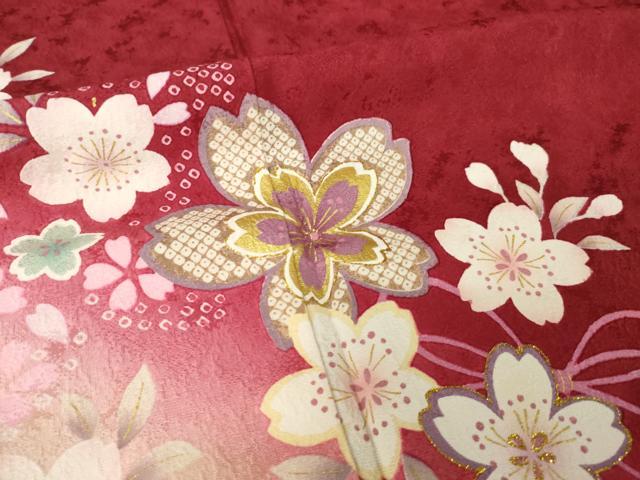 平和屋着物●豪華振袖　舞桜文　暈し染め　金彩　正絹　逸品　AABJ1404ck