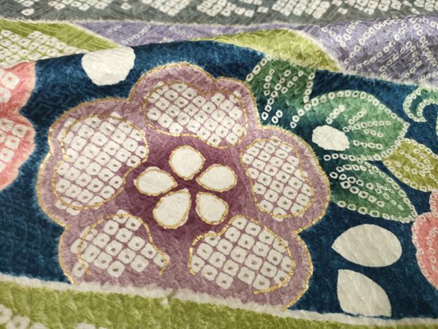 平和屋着物●豪華振袖　総絞り　束ね熨斗吉祥花文　金彩　正絹　逸品　AABJ1406ck