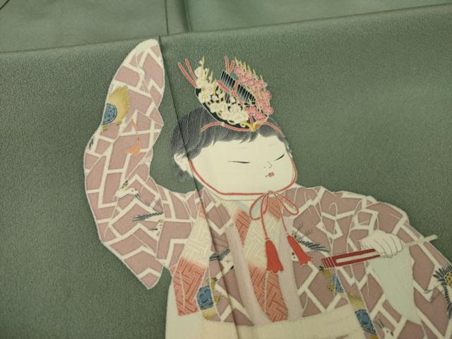 平和屋着物●二代目・由水十久　本加賀友禅　訪問着　秋明菊　童子　正絹　逸品　AABJ1408ck