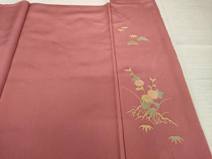 平和屋着物●訪問着　駒刺繍　地紙花文　金彩　正絹　逸品　AABJ1409ck