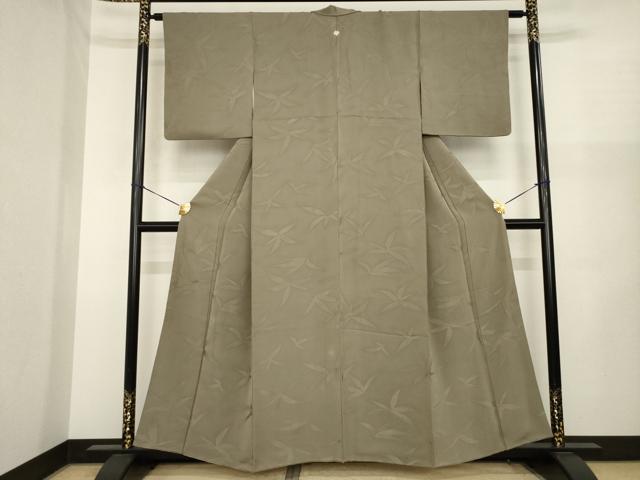 平和屋着物●上質な色無地　舞葉地紋　樺茶色　正絹　逸品　AABJ1411ck