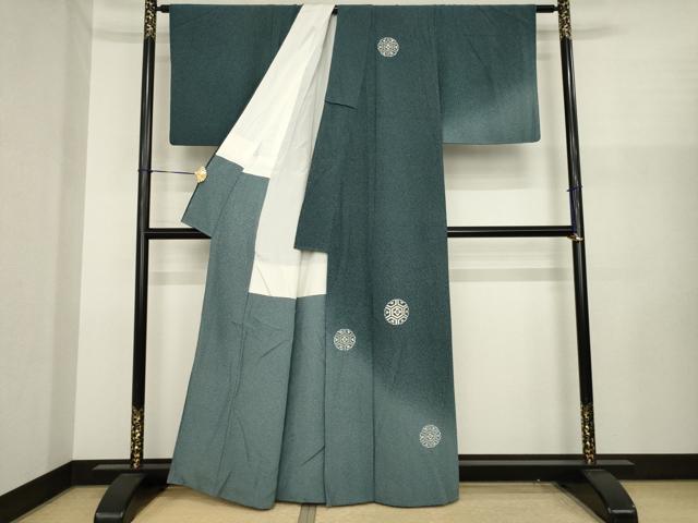 平和屋着物●訪問着　作家物　刺繍　花亀甲文　伊と幸　浜ちりめん　反端付き　正絹　逸品　AABJ1412ck