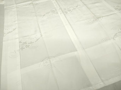 平和屋着物●長襦袢　無双仕立て　片輪車地紋　白色　正絹　逸品　AABJ1413ck