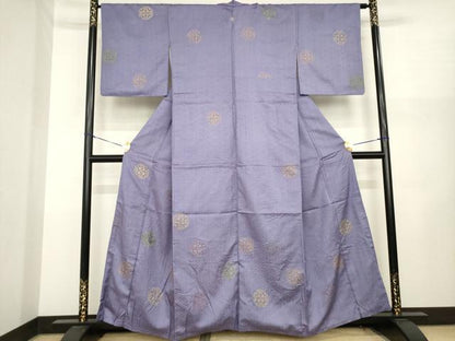 平和屋着物●訪問着　お召地　刺繍　花丸文　正絹　逸品　AABJ1415ck