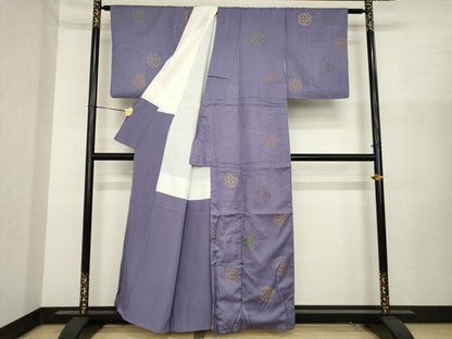 平和屋着物●訪問着　お召地　刺繍　花丸文　正絹　逸品　AABJ1415ck